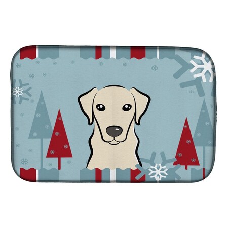 Carolines Treasures Winter Holiday Yellow Labrador Dish Drying Mat BB1718DDM